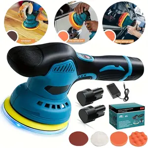 Cordless Car Buffer Polisher - 6 Inch Portable Orbital Car Polisher Kit with 2 * Batteries & 8 Variable Speed & 5500RPM - Waxing Polisher for Car Detailing Polishing Waxing Removing Scratch