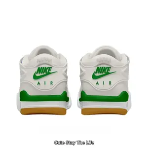 Retro Low-Top Sneakers - White Mesh with Pine Green Accents, Gum Sole & React Foam for Streetwear & Casual Wear