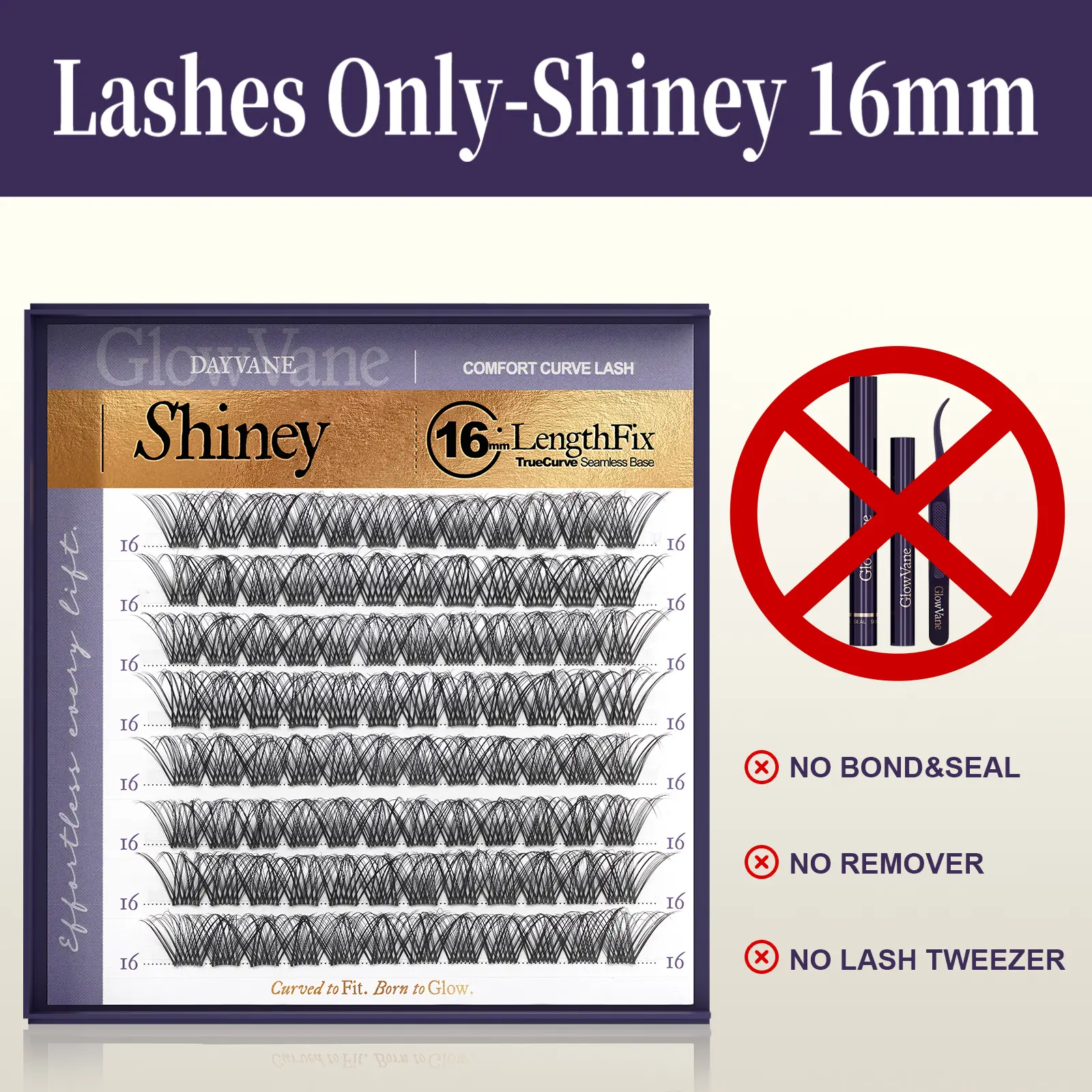 Only Shiney 16mm(NO Bond&Seal&Tweezer&Remover)