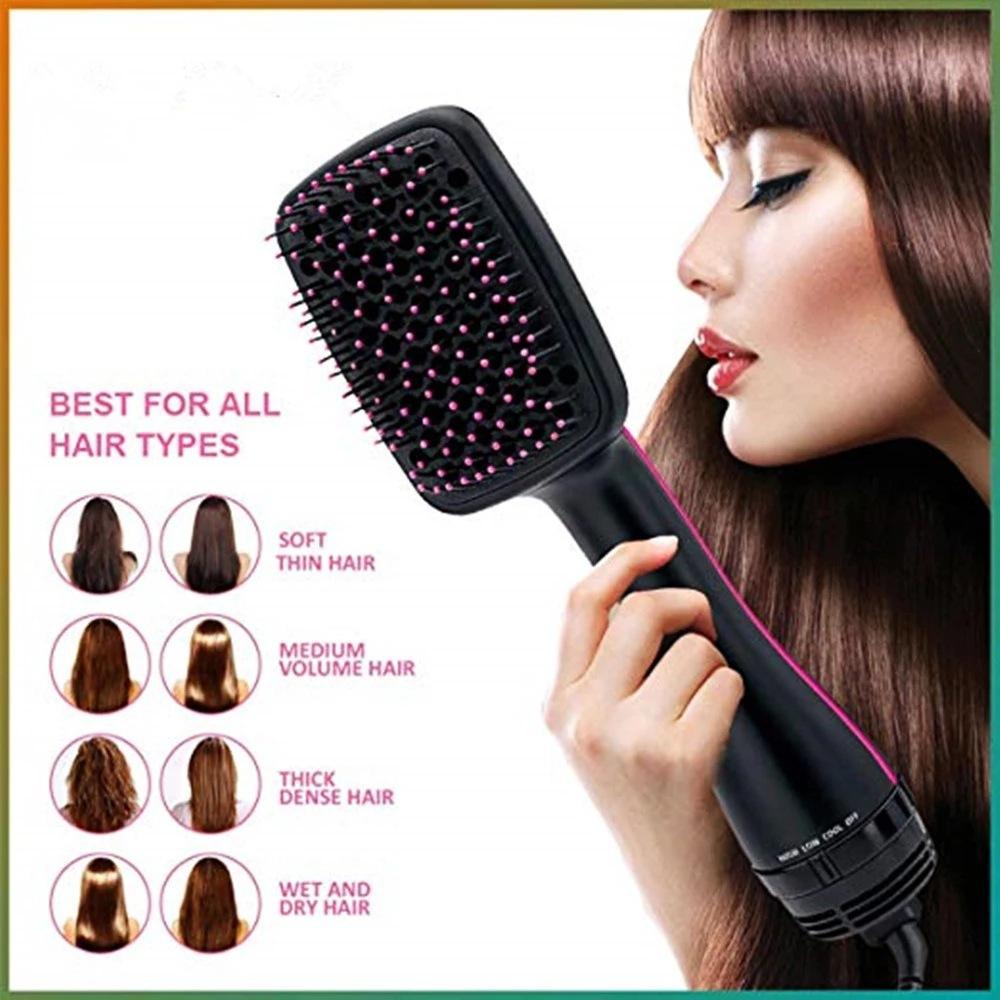 2 in 1 Hair Dryer Brush & Straightener Brush, Hair Dryer and Styler, Negative Ion Blow Dryer Brush, Hot Air Brush Detangles, Dries, Smooths, Reduce Frizz & Static