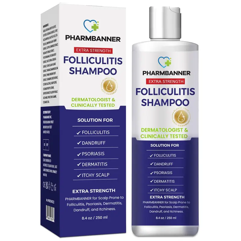 PHARMBANNER Anti-Fungal Haircare Cleanser - Gentle on Sensitive Scalps, Moisturizing Shampoo for Adults, Folliculitis & Seborrheic Dermatitis Relief, Itch Relief Haircare Solution, 8.4 oz