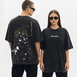 Dr Stone Suika Graphic Tee, Oversized y2k Vintage acid Washed Anime merch - Unisex Cotton T-Shirt - Heavyweight Crewneck Menswear, streetwear clothes DTZ
