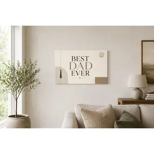 Minimalist Father Theme Canvas Wall Art, Neutral Family Quote Decor, Horizontal Living Room Bedroom Wall Decor, Unframed Canvas Poster or Framed Canvas Wrap