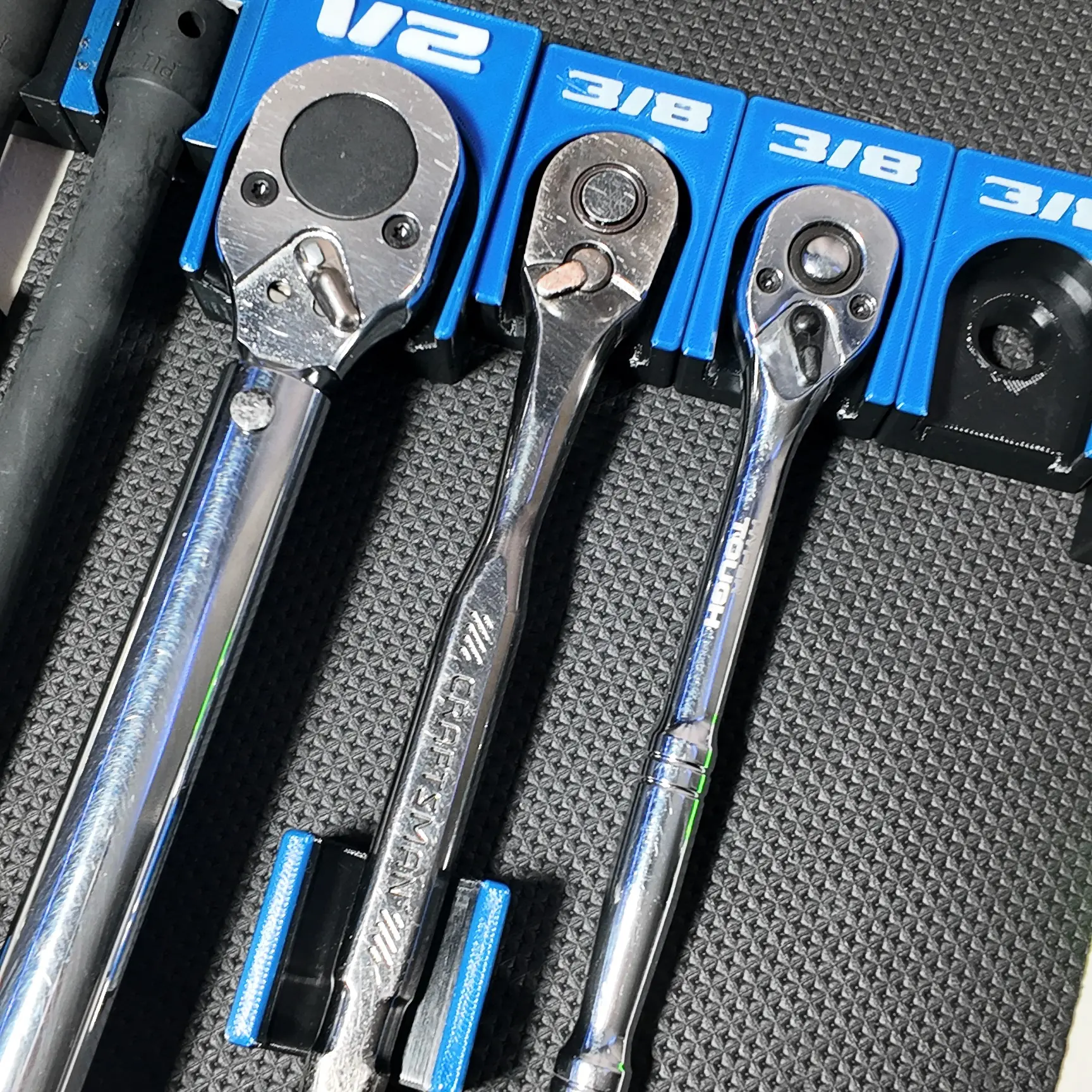 Magnetic Ratchet Holder & Handle Organizers for Toolbox (1/4, 3/8, 1/2) Modular |  Storage | Tool Organizer | Visibility Customizable
