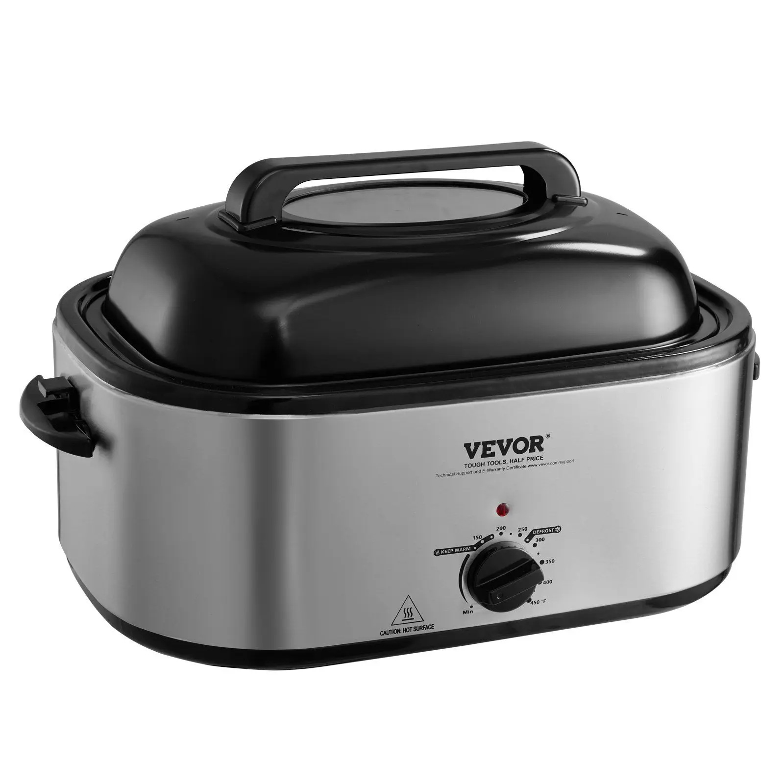 VEVOR Electric Roaster Oven, 26 QT Turkey Roaster Oven with Self-Basting Lid, 1450W Roaster Oven with Defrost & Warm Function, Adjustable Temperature, Removable Pan & Rack, Fits Turkeys Up to 30LBS