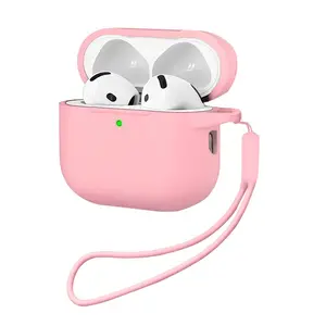 AirPods 4 Protective Soft Silicone Case, Protection, Front LED Visible Design, Durable Fashionable Accessories,Silicone Lanyard for AirPods 4 Generation