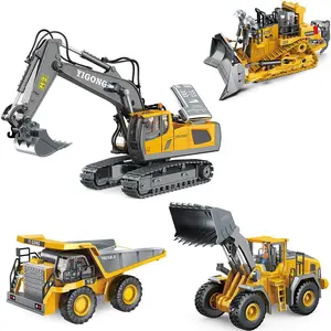 2.4G Alloy RC Excavator Dump Truck Set!🚜 - Large Rechargeable Construction Toy for Boys, Realistic Digging & Dumping, Perfect Gift for Little Builders! dbrrc Remote Control LED Music Engineering Vehicle model