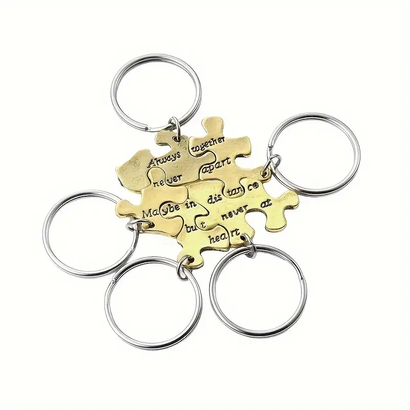 YOOMA Puzzle-Shape Split Keyset Gift Set with Matching Keyring - "Always Together Never Apart" Themed Friendship Gift Sets for Best Friends (Festive & Party Supplies), Matching Pair