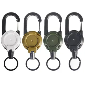 3 In 1 new multifunctional Retractable Pull Reel Carabiner Keychain, Strong Steel Wire Rope Buckle,Outdoor Sport Keychain Tool keychain accessories