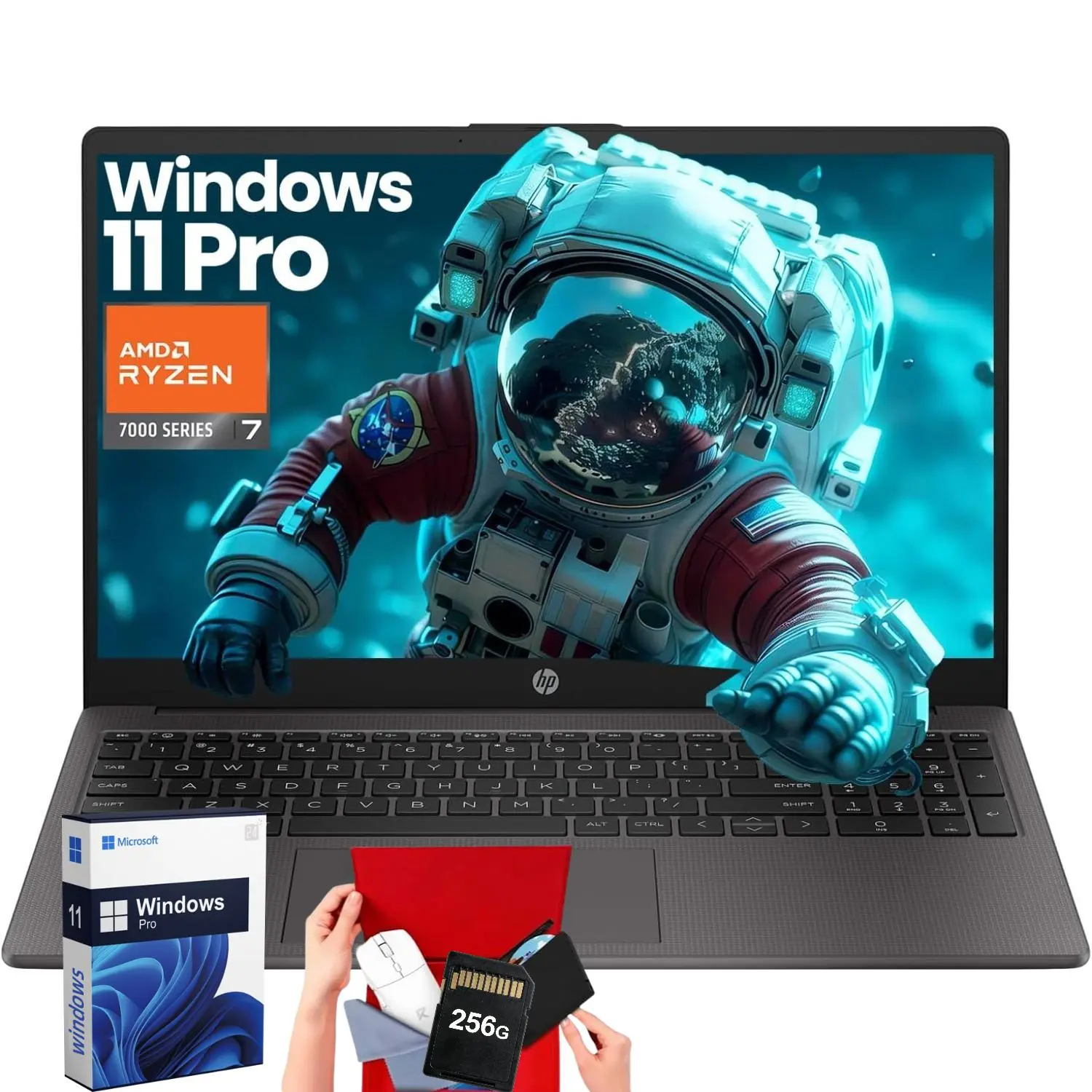 2026 HP Business & Study Laptop | AMD Ryzen 7 | 15.6" FHD | Numeric Keypad | Webcam | Win11 Pro | up tp 32GB RAM,512GB SSD | Bundle Accessory