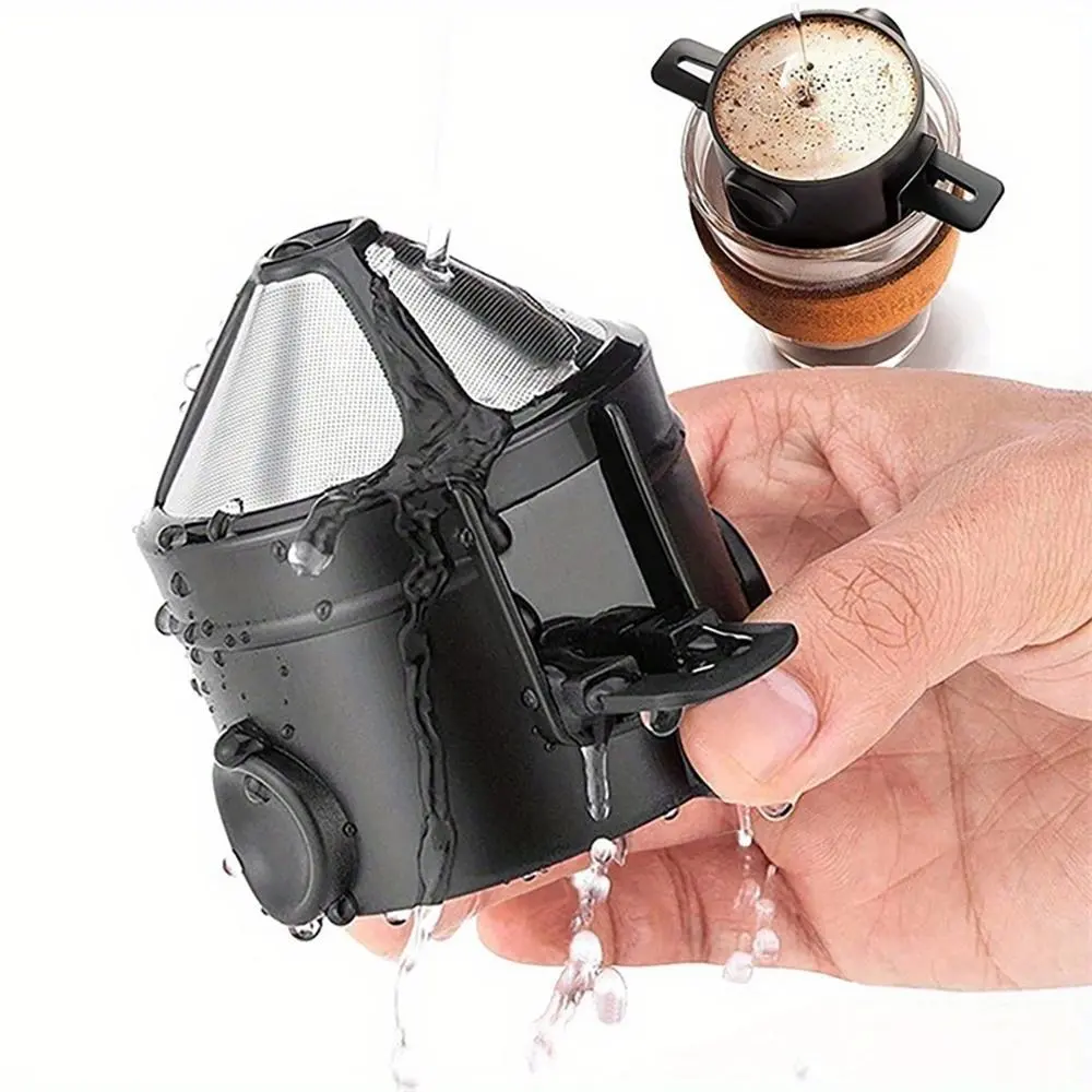 Portable Reusable Pour over Coffee Filter, Folding Stainless Steel Drip Coffee Tea Holder, Infuser Coffee Dripper，one size Fits Most, Kitchenware