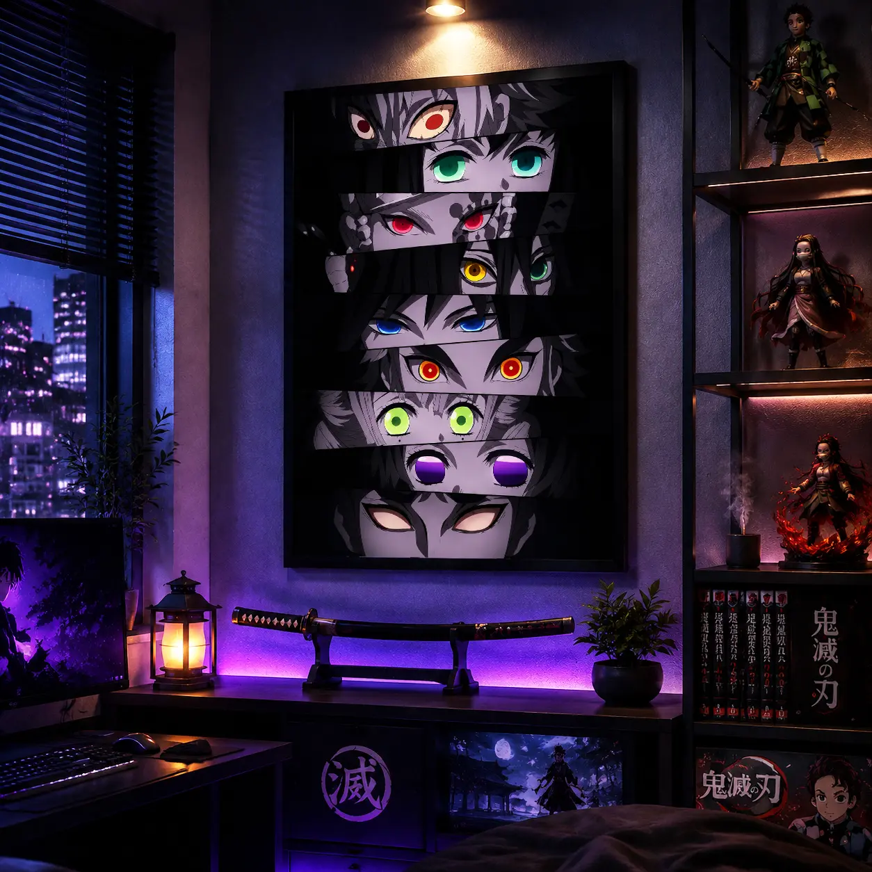 The Eyes of the Demon Slayers Hashira Anime Canvas Wall Art Poster, Kimetsu no Yaiba Inspired Anime Decor Print, Japanese Manga Style Poster for Bedroom, Dormitory,Office Wall Decoration, Modern Anime Gift for Fans
