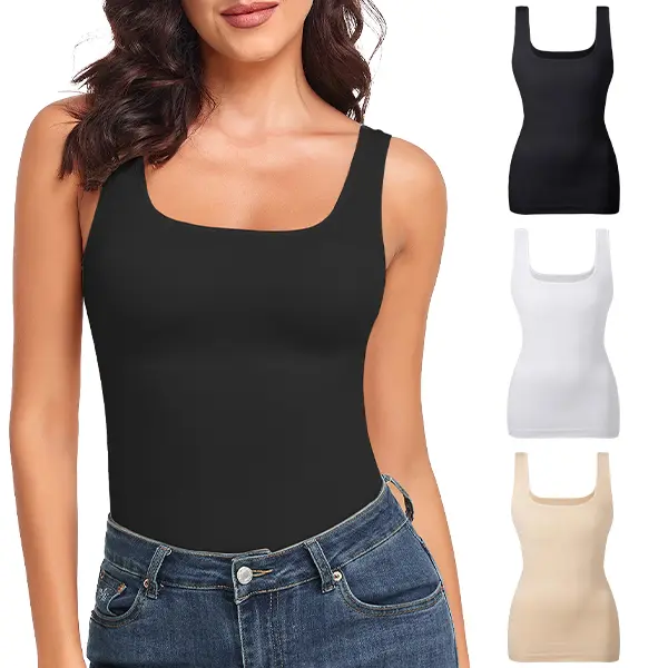 Women's Tummy Control Shapewear Tank Tops Seamless Square Neck Compression Tops, Slimming Body Shaper, Comfortable Breathable Fabric,summerwins,summeroutfits,vacationoutfits,beachoutfits,sohochic