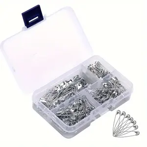 250pcs Household Safety Pins, 4 Different Sizes of Durable, Silvery Size Safety Pins in Bulk, Rust-Proof, Sharp Edge Safety Pins for Clothes and Sewing, Sewing Kit