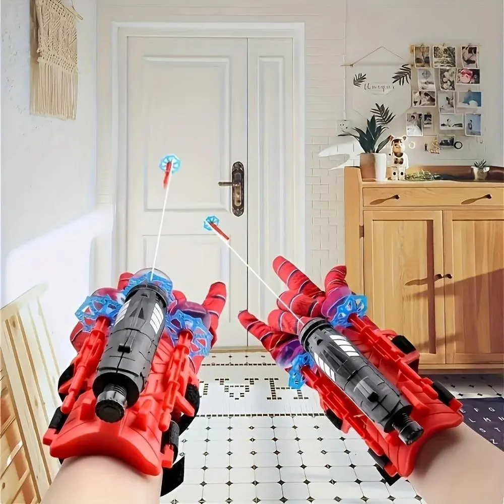 Spider Web Launch Gloves Red and Blue Hero Toys, Suitable for Adults, Fun Interactive Party Games, ABS Material