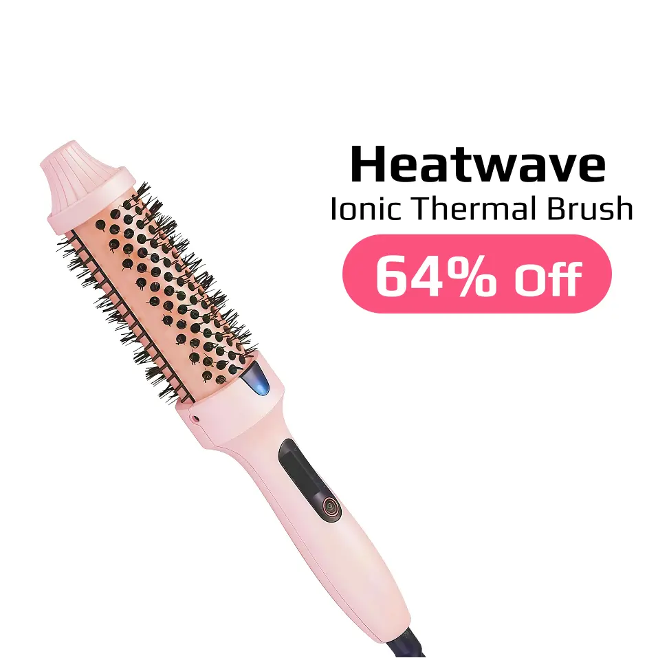 Thermal Brush-Blowout Wavy Boost 1.5 inch Heated Round Brush, Dual Voltage, Pink, Hair Heated Curler Brush,Negative Ions Single,for wavy hair,Styling,long-lasting wave,Curling Irons,Detangler Straightening, Ionic Adjustable Heat,Perfect Curls,hair curler,
