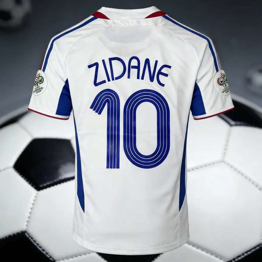 France Zidane #10 Retro Soccer Jersey, White Blue Classic Football Shirt, Vintage 2006 Style National Team Fan Sportswear