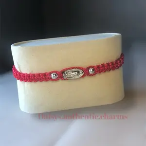 Simple Saint Bracelet - Red and Green Cord with Authentic Charm by Daisy's Authentic Charms
