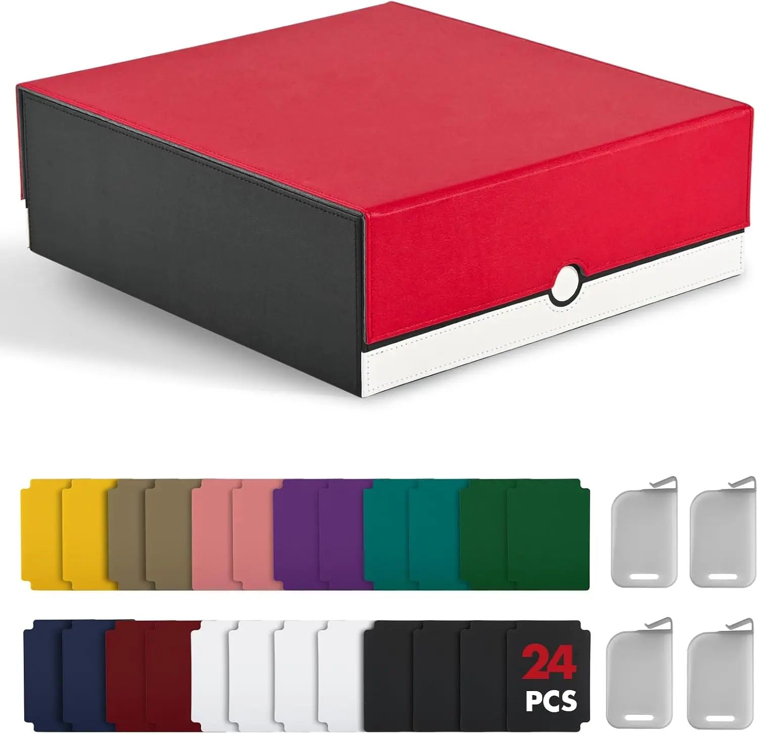 Trading Card Storage Box 3200+ Capacity  – MTG Commander Deck Box with 24 Colorful Divider Tabs – TCG Card Holder for PTCG, Sports, Football & Baseball Cards