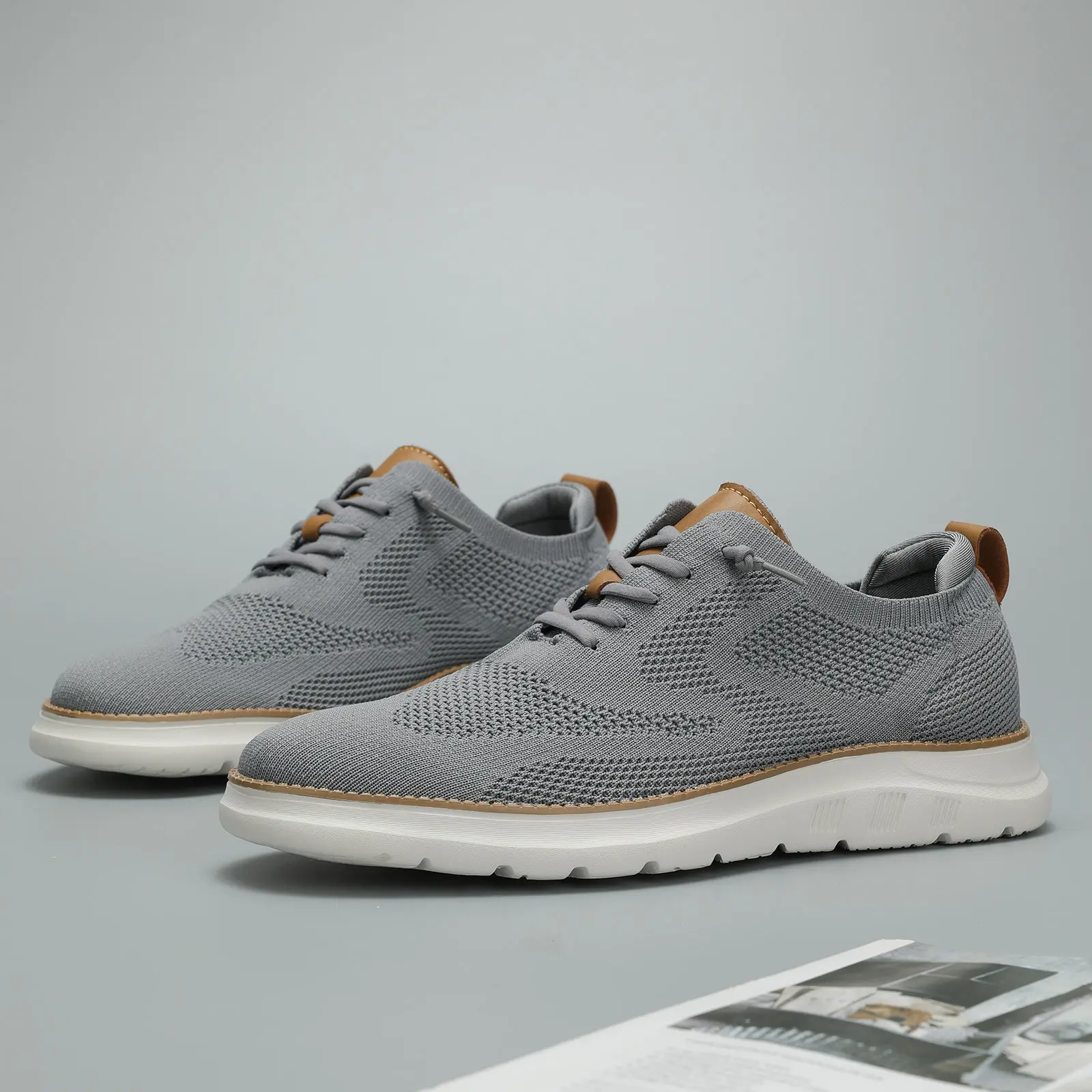 Mens Casual Dress Oxfords Shoes Fashion Mesh Business Walking Work Slip on Sneakers Comfortable Lightweight Soft Sole Red Boy Running