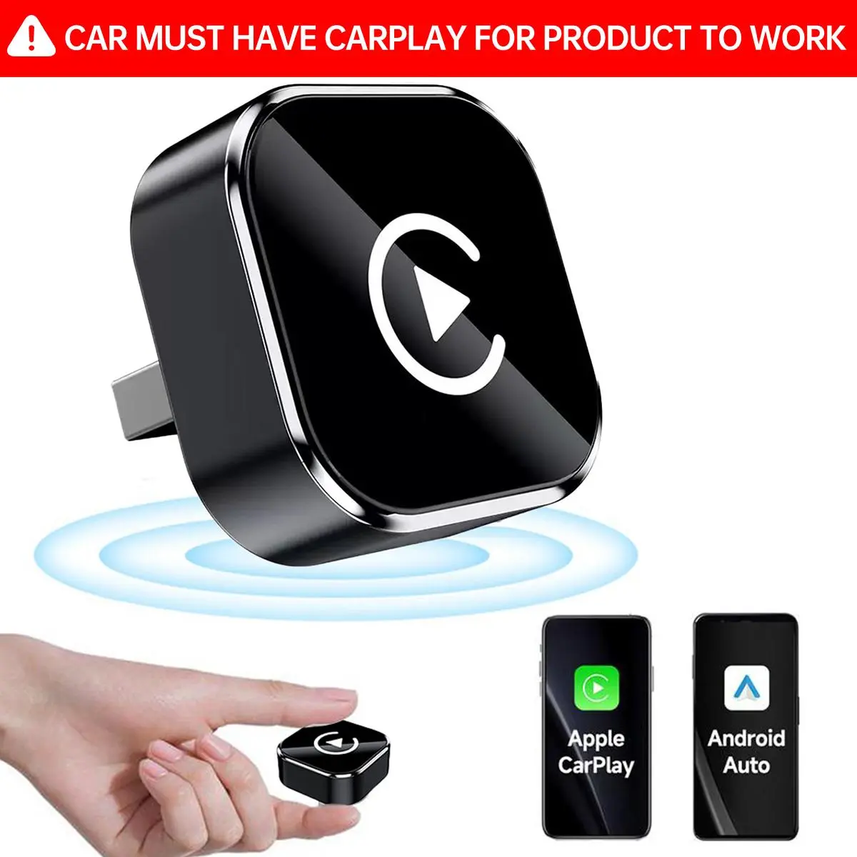 【Summervibes】2 in 1 Wireless Apple CarPlay Adapter, for both Apple and Android,converts wired to wireless, suitable for factory wired CarPlay cars from 2017+ Black