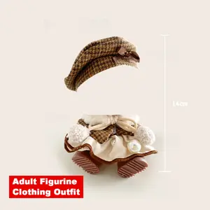 Designer Toy Drip! Vintage Beret Outfit Set for 10cm Sitting Collectibles 2026 New Arrival Vintage Style Casual Daily Wear for Designer Toys 14cm Sitting Doll Premium Fabric Vintage Style Figurine Clothes for Adult Collectible Toys Trendy Collectibles