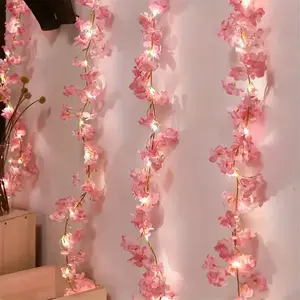 LED Cherry Blossom String Lights, Attractive Faux Floral Design, Warm & Glow Ambient LED Lights, Outdoor/indoor Patios Vine Decor, Valentine's Day, Mother's Day, Spring Party
