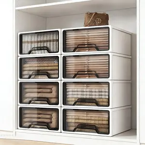 Stackable Drawer Storage Cabinet, Space-Saving Design, Large Capacity, Easy Assembly, Simple Style, Ideal for Bedroom and Living Room, Multifunctional Storage Cabinet