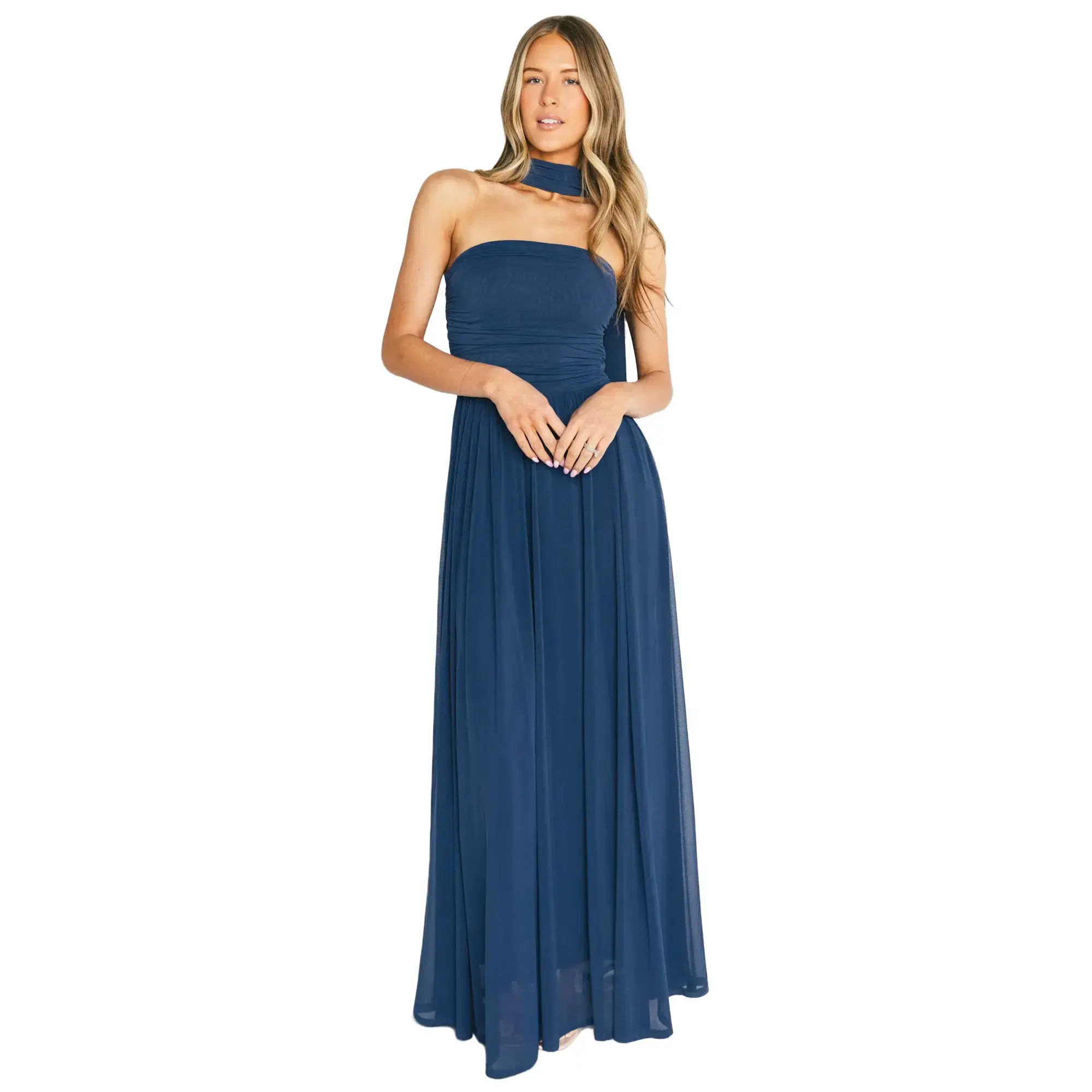 Elias Strapless Maxi Dress | Deep Blue