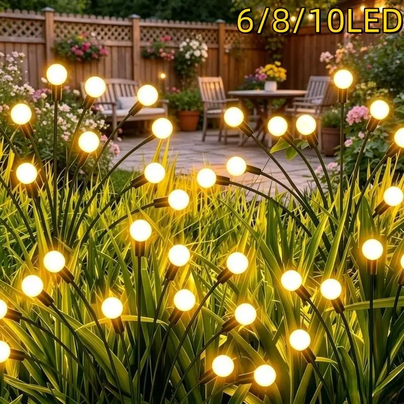 Solar Firefly Lamp Outdoor Waterproof LED Garden Lawn Light, Solar Powered Swinging Daylight Landscape Courtyard Balcony Decorative Light, Solar Lights