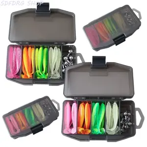 T-Tail Soft Fishing Lures Set - Glow Swimbaits with Jig Head Hooks, Realistic Soft Plastic Bass Bait Kit, Durable Artificial Tackle Combo for Freshwater Lake, Night Fishing