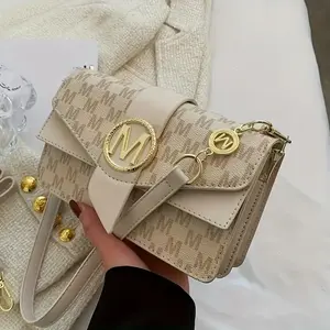 【Local Delivery】Maxoner Retro Letter Buckle Graphic Crossbody Bag, Women's Flap Shoulder Bag, Trendy Square Handbag & Purse Luxury Designer Outdoorfun