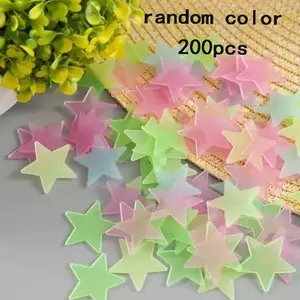 200pcs mixed color luminous stars, Glow in the dark, suitable for wall and ceiling decoration star stickers, home decoration, perfect gift choice, wall stickers, room decoration, luminous effect, decorative stickers, party decoration