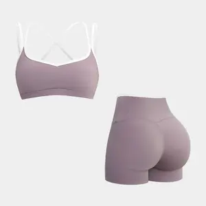 MFVIM women’s color-block yoga set, high-waisted woven casual fitness wear, multifunctional gym training outfit