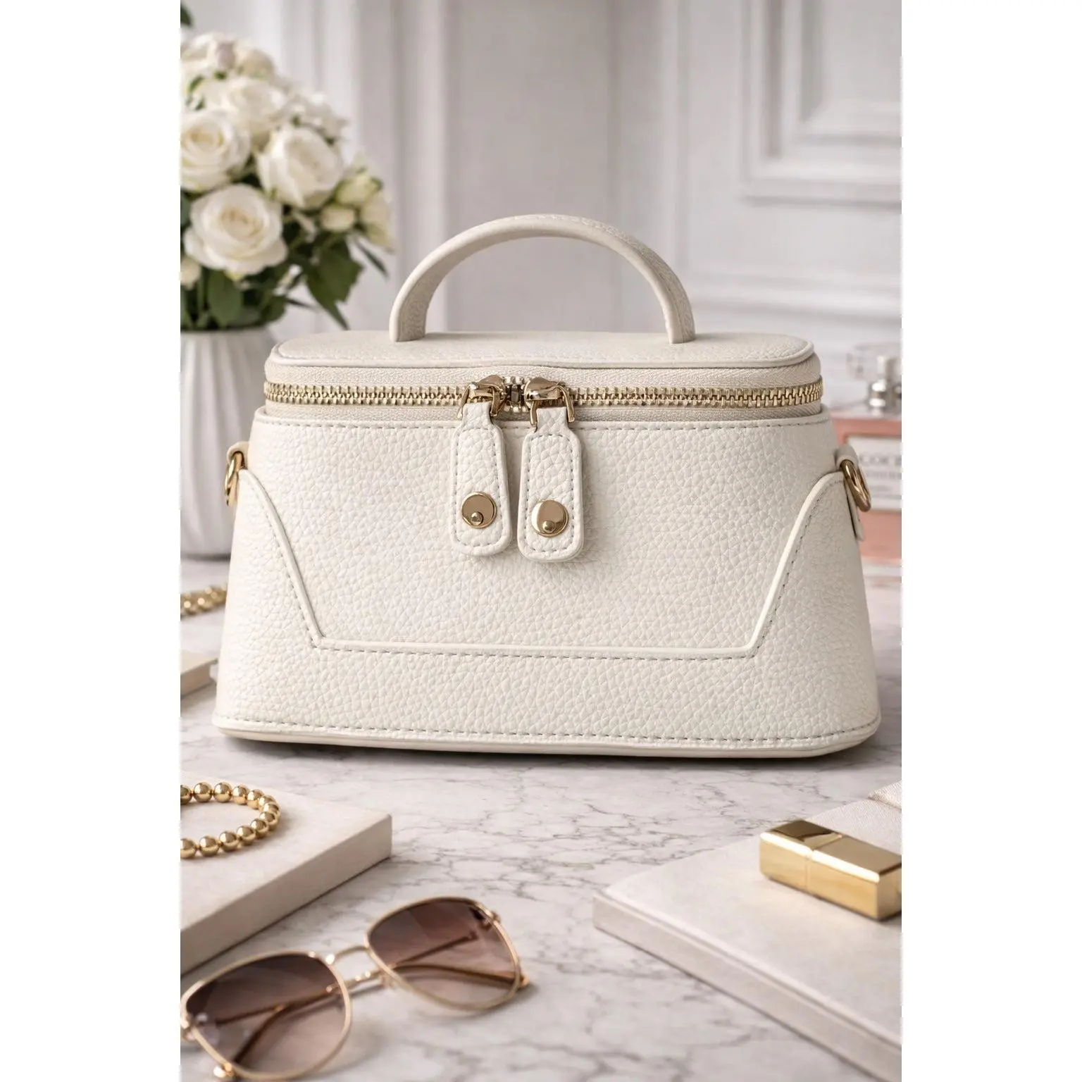 Mini Luxe Top Handle Vanity Bag – Chic Travel Case