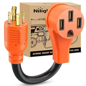 Nilight RV Generator Adapter Cord 30Amp to 50Amp 4 Prong Pure Copper Heavy Duty Twist Lock Male Plug10 Gauge Wire L14-30P to 14-50R 30M/50F for RVs Camper Caravan Van Trailer