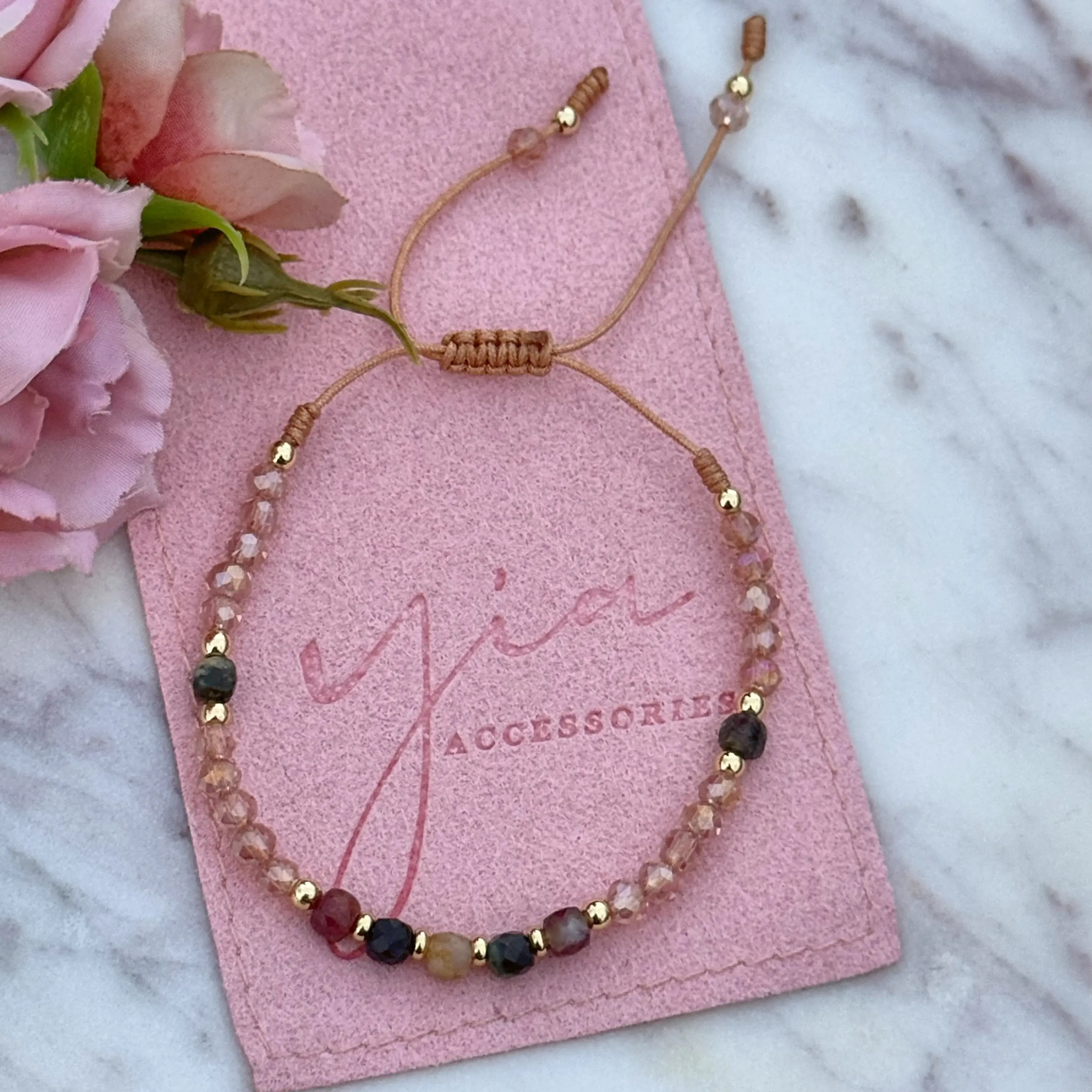 Watermelon Tourmaline Bracelet, Natural Gemstones Stackable Bracelets, Heart Chakra Energy Balance Accessory, Approximately 10 Inches Fashion Costume Jewelry