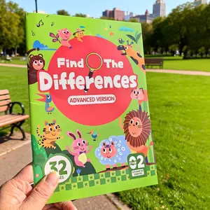 1 book Hidden Differences Activity Book, Preschool learning book, including 32 interactive observation games and memory practice books, Attention and concentration training, Find differences, learning activity book