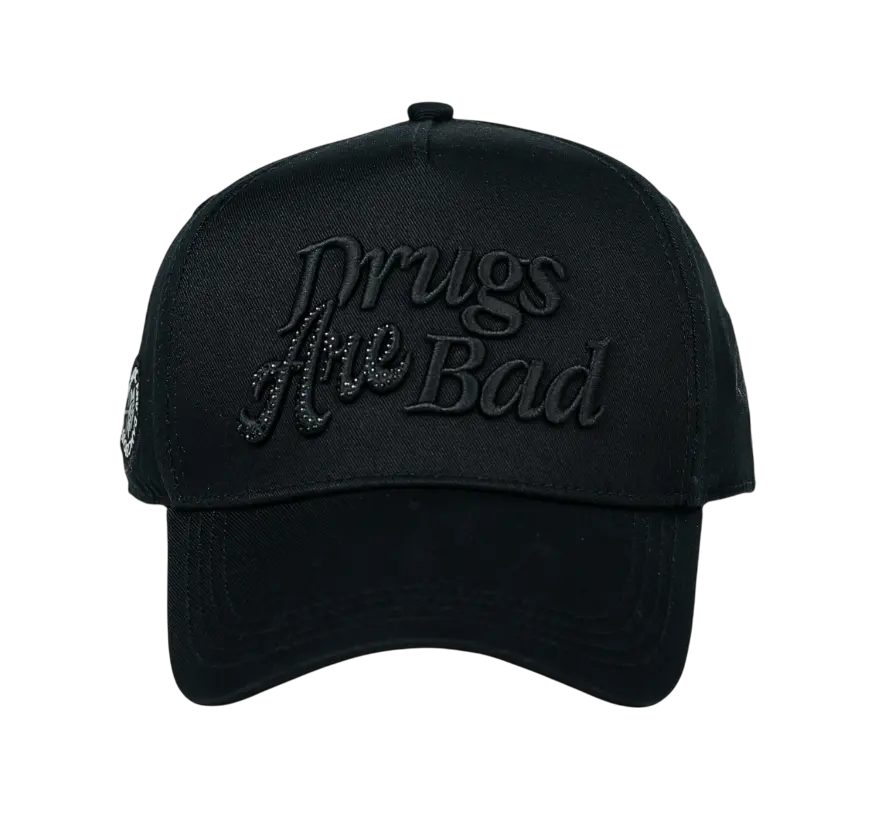 CHIQUETE HATS BLACK DRUGS ARE BAD SNAPBACK HAT FULL SET CHDRUGS BLKOUT