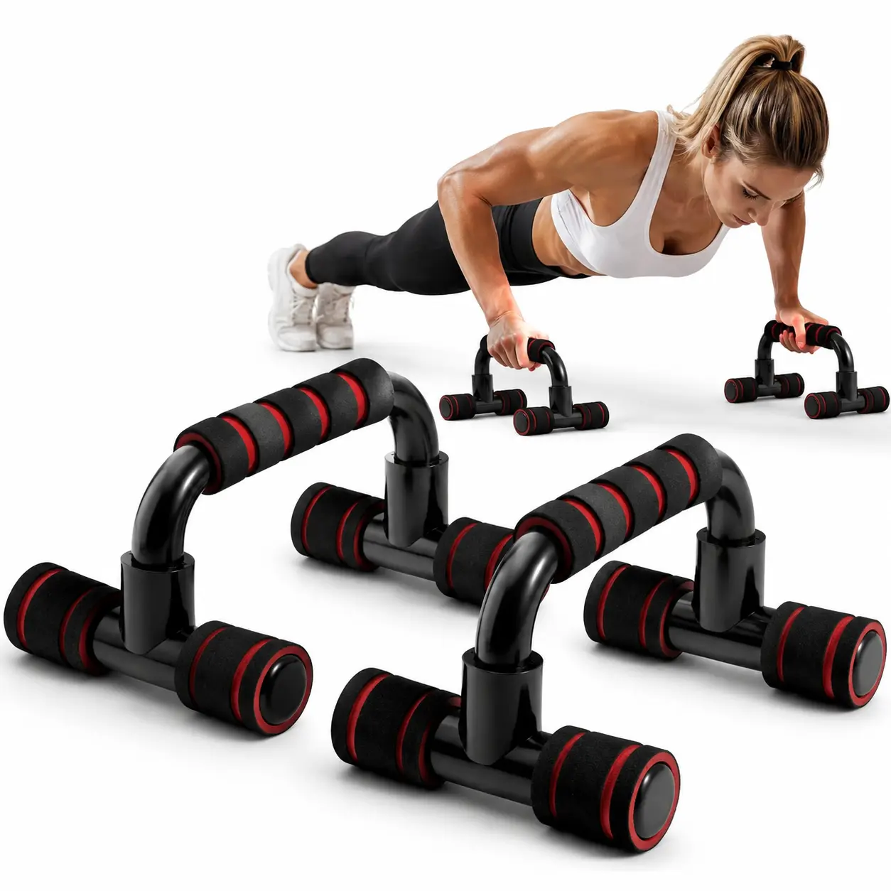 Push Up Bars (1 Pair) - Heavy Duty Compact Home Workout Equipment, Strength Training Equipment with Padded Handles, Neutral Wrist Support, Non-Slip Structure for Chest/Arm Training, Home Gym Accessories, Fitness Accessories for Men & Women