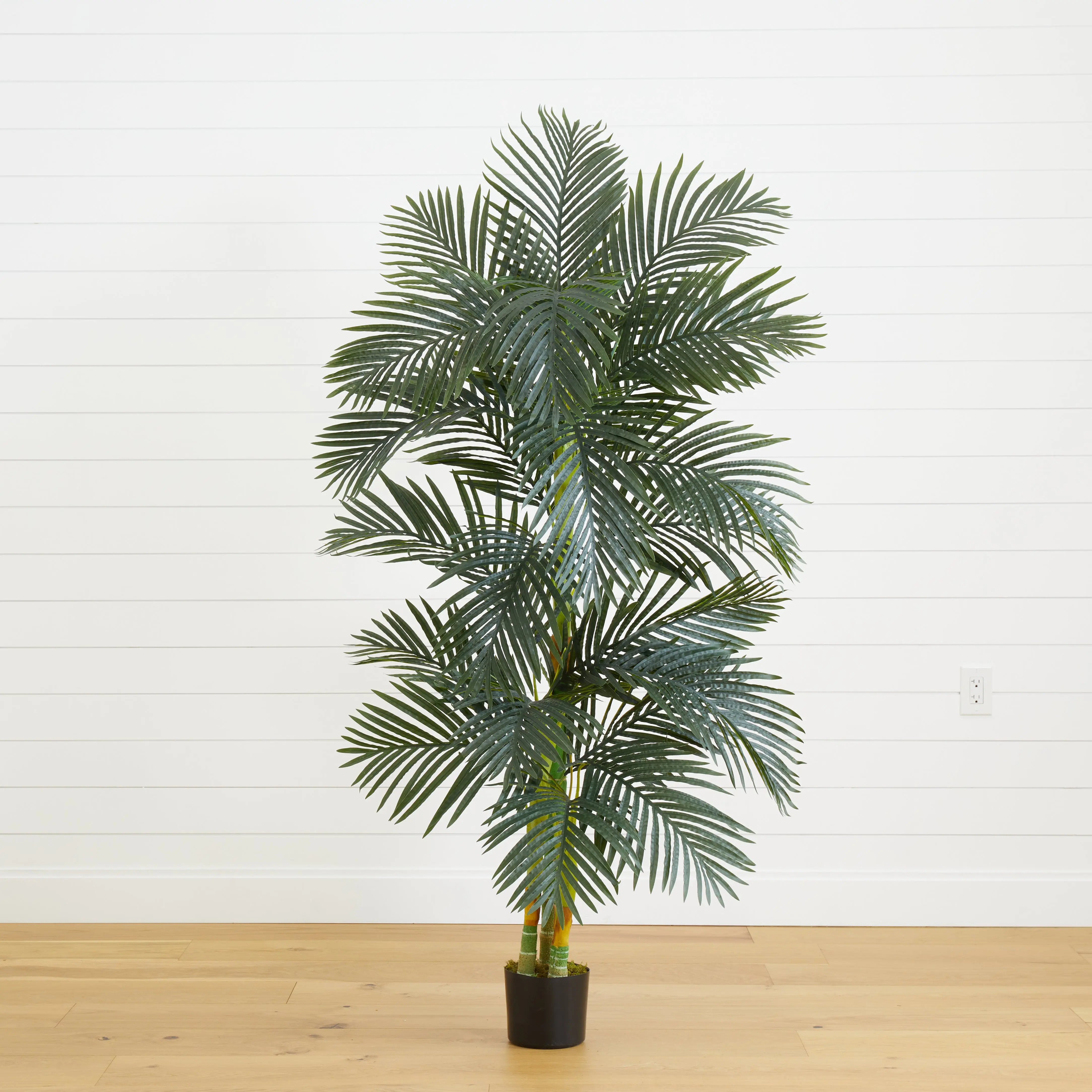 6.5' Silk Golden Cane Artificial Palm Tree, Aesthetic Home Decor Piece for Living Room, Entryway & Room Use, Faux Tropical Indoor Plant