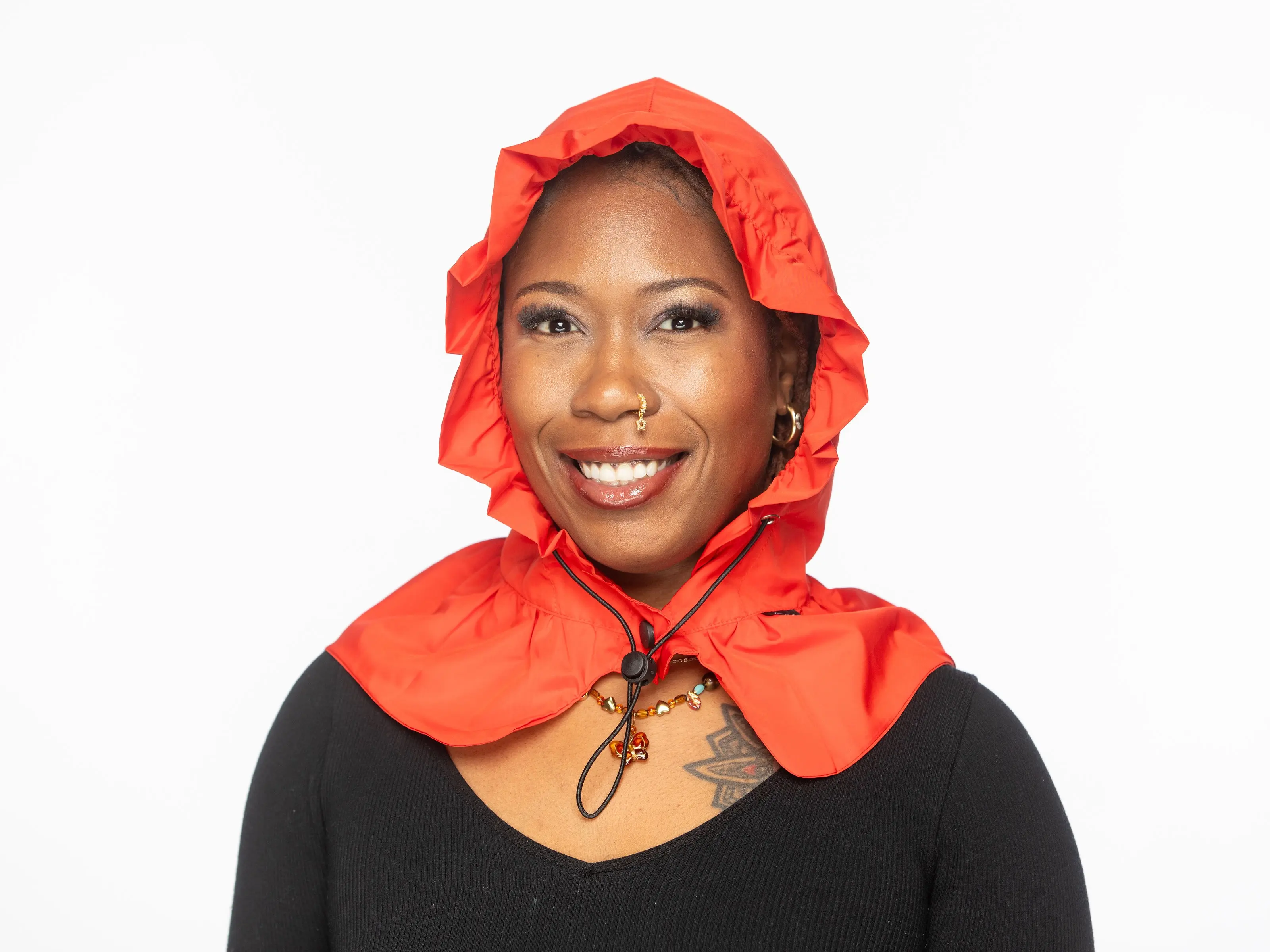 Drizzle Women's Waterproof Raincap - Flexible Waterproofing Cape Hat, All Weather Hair Protection Hair Turban Hat, Adjustable Lightweight, Hidden Pocket, Red, Silk Press Compatible Fashion Accessory, Flexible Waterproofing Hats