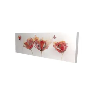 360 stand 16x48 in. High Def Print Wall Photo Poster - Artistic Look Crimson Flower & Butterfly, Orange Botanical Home Decor Wall Display, Room Decoration Gift, Artwork