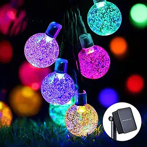 Transform Your Nights 2x17ft Solar String Lights Auto-On at Dusk Waterproof Crystal Ball Lights for Fence Pergola Balcony Magical Backyard Party Vibes.  solar outdoor lights, led lights for bedroom, lamps for bedroom, led light strips