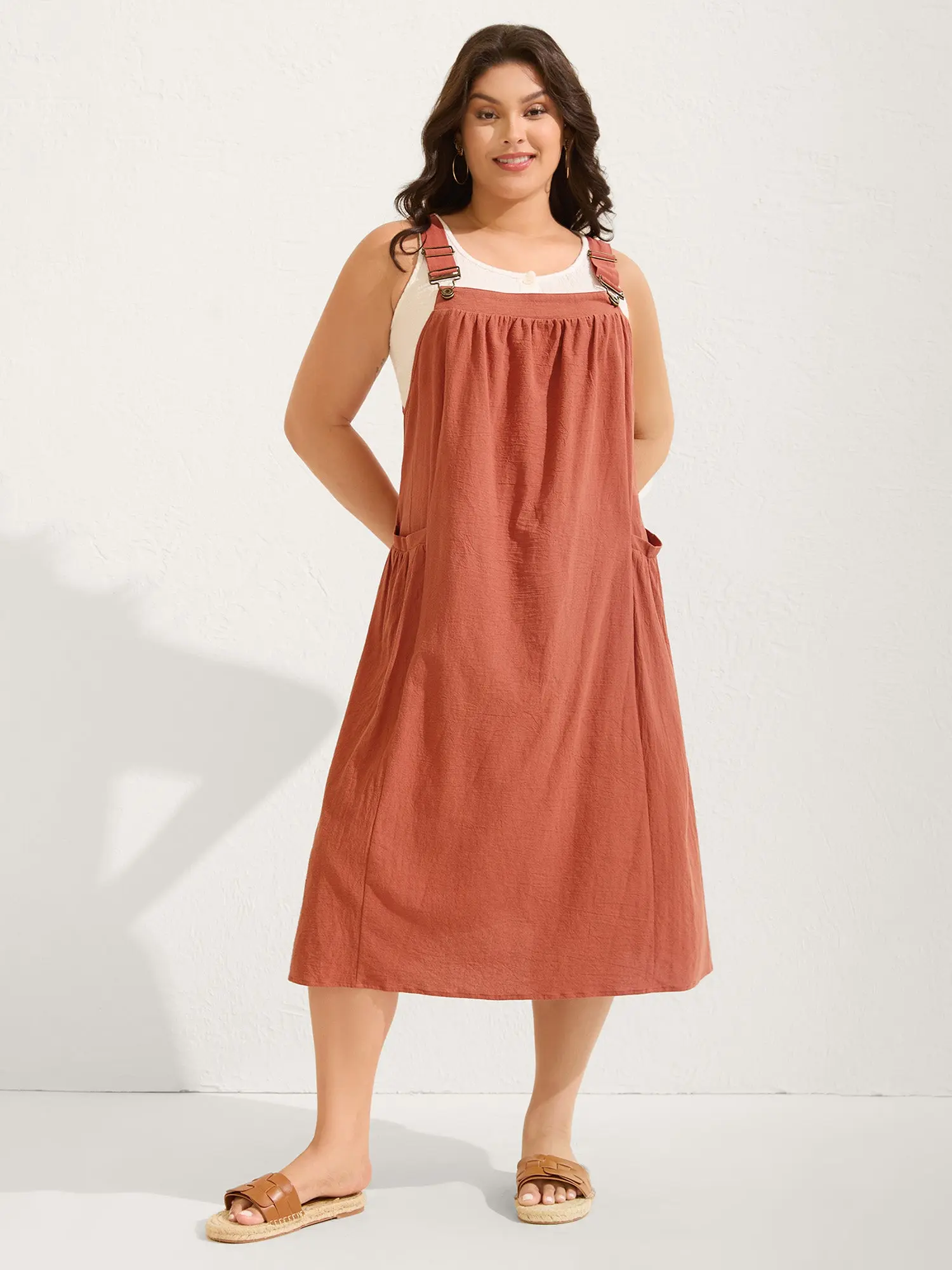 BLOOMCHIC Women's Plus Size Cotton Pinafore Overall Dress - Sleeveless, Basic Fabric, M-6X 2026 Summer Boho Casual Everyday Women's Clothes,Spotlight,Summer wins,Deals for you days