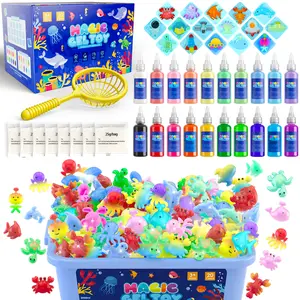 Joyfresh DIY Aqua Fairy Squishy Kit Magic Water Elf Kit with 16 Patterns & 20 Vibrant Gels - DIY Aqua Fairy Easter Craft for Kids - Make Your Own Glittery Squishy Toys The Best Easter Basket Stuffer!