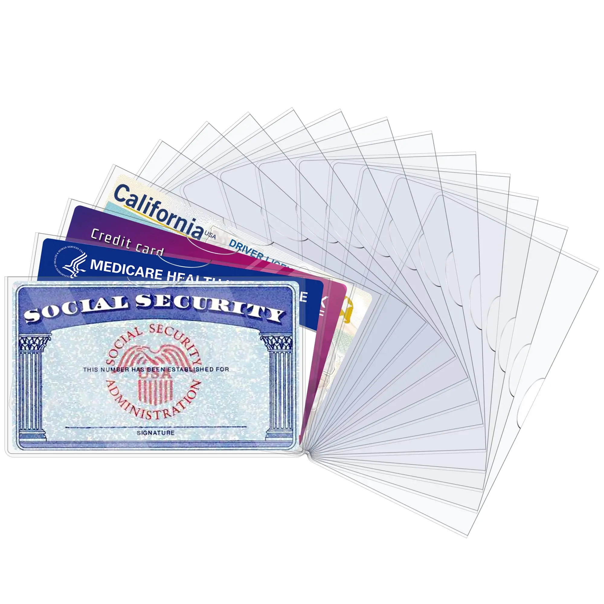 16Pcs Social Security Card Protector | 31Mil Waterproof Clear SSN/Medicare/Credit Card Holder Card Slots Desk Accessory