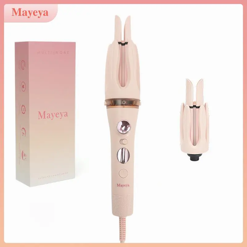Mayeya 3 in 1 Curlers & Straighteners Hair Care Tool - Automatic Hair Curler, Thermal Brush, Hot Air Brush with Diffuser Attachment, Dual Voltage, Multi-Styling, Lightweight, Portable, Low-Maintenance, Titanium Flat, Fast Ceramic Glaze Bubble Wand