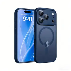 Phone Case - Luxury Matte Translucent Magnetic Wireless Charging Phone Case Compatible with iPhone 17 16 Pro Max 17Promax 17Pro Cases Shockproof Armor Camera Glass Lens Protection Soft Frame and Acrylic Hard Back Cover Men Women