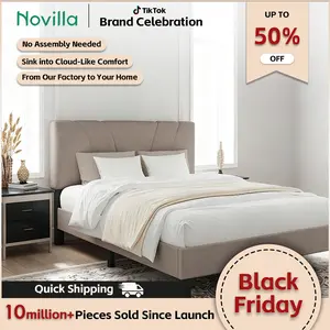 【Year-End Sale】Bed Frame Upholstered Platform Full/Queen/King Bed Frame with Adjustable Headboard, Strong Weight Capacity, No Box Spring Needed, Easy Assembly